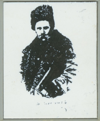 Значок із зображенням Т.Шевченка в кожусі та шапці. Коломия